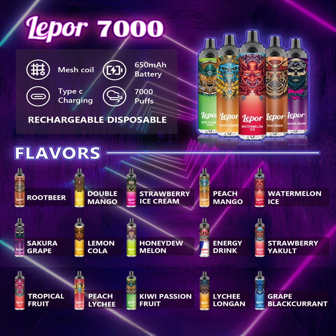 LEPOR 7000 RECHARGEBLE DISPOSABLE