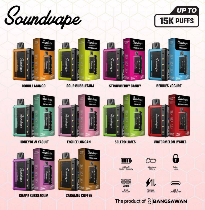 SOUNDVAPE BY BANGSAWAN 15000 RECHARGEABLE DISPOSABLE