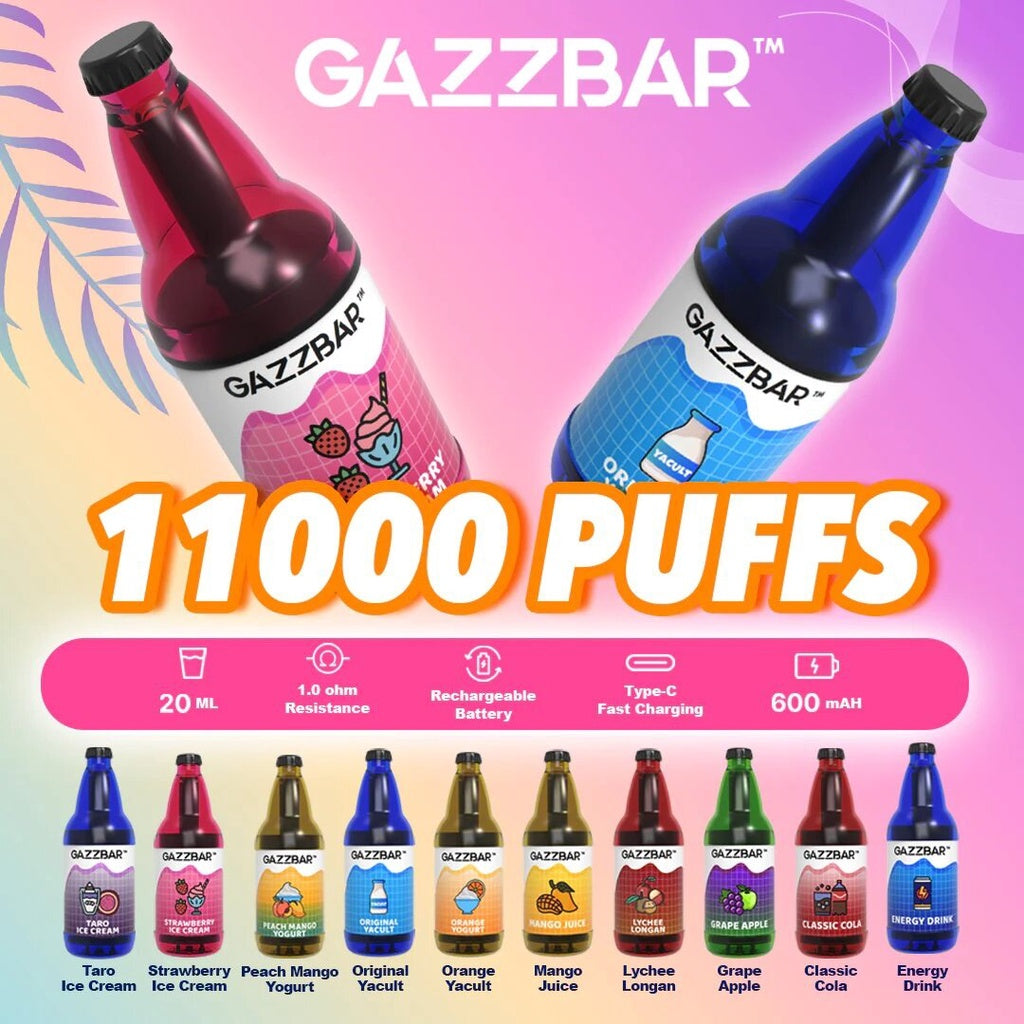 GAZZBAR 11,000 RECHARGEABLE DISPOSABLE